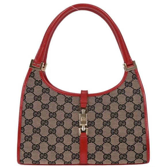 Gucci Gray Red Canvas GG Jackie Handbag 002･1068/3444 196012 - Picture 1 of 10